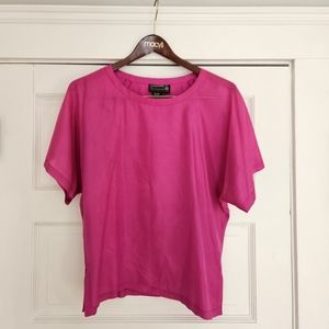 100% silk Carole Little magenta flowy shirt
